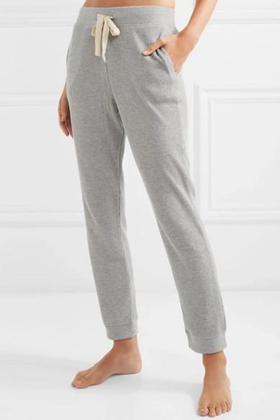 Shop Skin Edie Ribbed Cotton-blend Jersey Track Pants In Light Gray