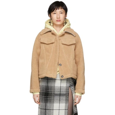 Shop Off-white Brown Faux-fur Bear Track Jacket In Camel
