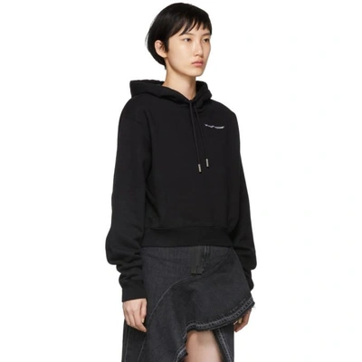 Shop Off-white Black Quotes Cropped Hoodie