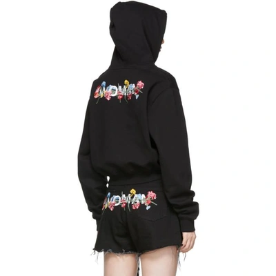 Shop Off-white Black Flowers Cropped Hoodie