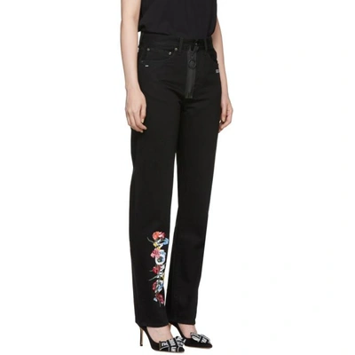 Shop Off-white Black Vintage Flowers Baggy Jeans