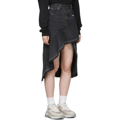 Shop Off-white Grey Ruffles Denim Skirt In Drkgreywash