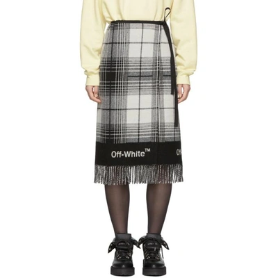 Shop Off-white Black And White Check Blanket Skirt In Blk & Wht