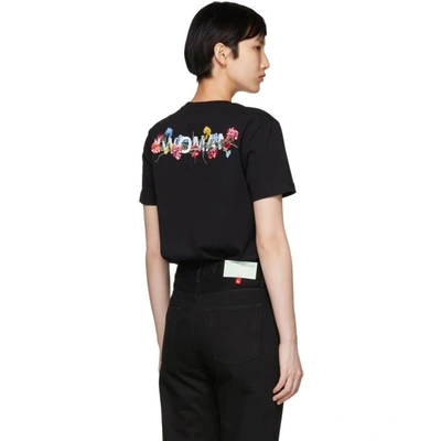 Shop Off-white Black Flowers Casual T-shirt