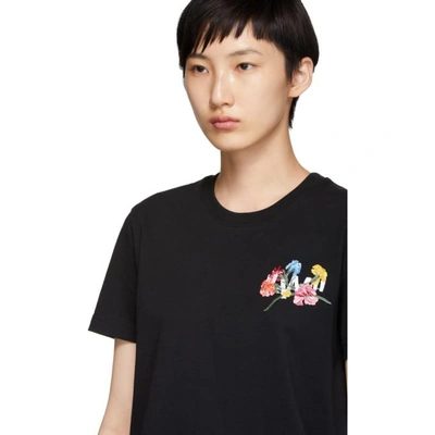 OFF-WHITE 黑色花卉图案休闲 T 恤
