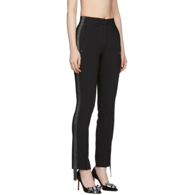 Shop Off-white Black Crepe Banded Cigarette Trousers