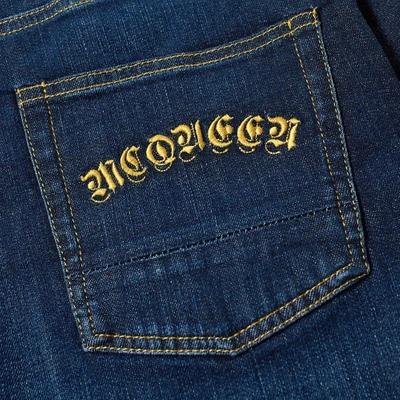 Shop Alexander Mcqueen Slim Embroidered Pocket Jean In Blue