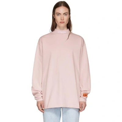 Shop Heron Preston Pink Long Sleeve Mock Neck Style T-shirt In Light Pink