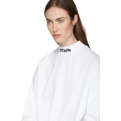 Shop Heron Preston White Long Sleeve Mock Neck Style T-shirt