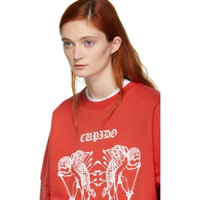 Shop Marcelo Burlon County Of Milan Red 'cupido' Tattoo Sweatshirt