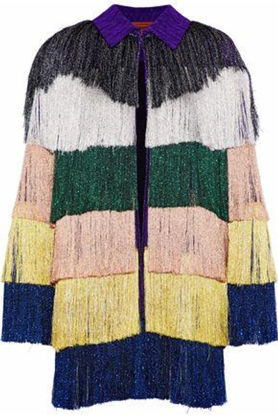 Shop Missoni Woman Fringed Metallic Crochet-knit Jacket Multicolor