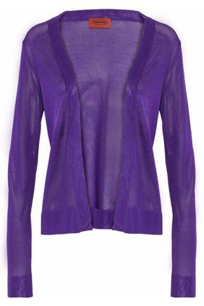Shop Missoni Open-knit Cardigan In Purple