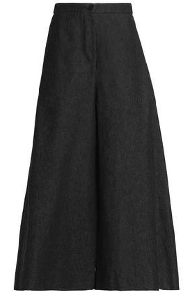 Shop Tome Woman Cotton And Tencel-blend Twill Wide-leg Pants Black