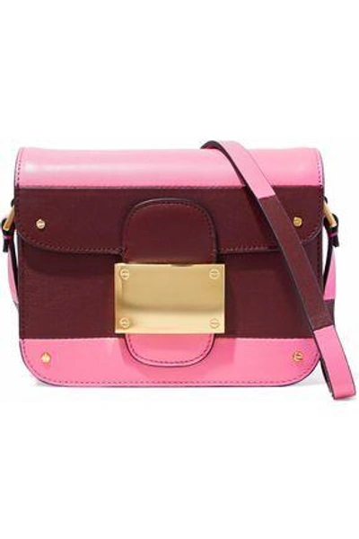 Shop Valentino Garavani Woman Rivet Color-block Leather Shoulder Bag Pink