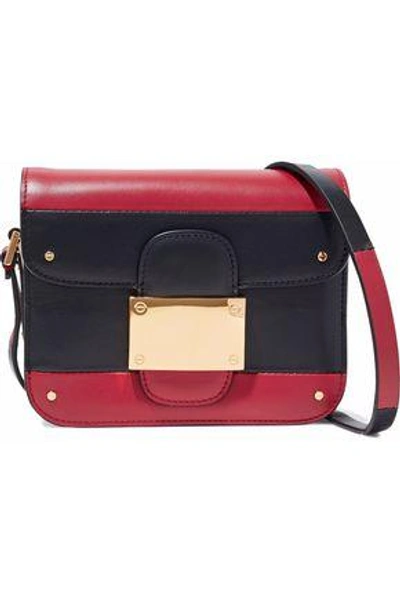 Shop Valentino Rivet Color-block Leather Shoulder Bag In Black