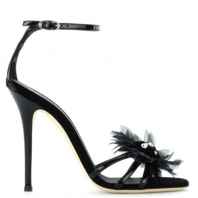 Shop Giuseppe Zanotti - Patent Leather Sandal With Accessory Annemarie In Black