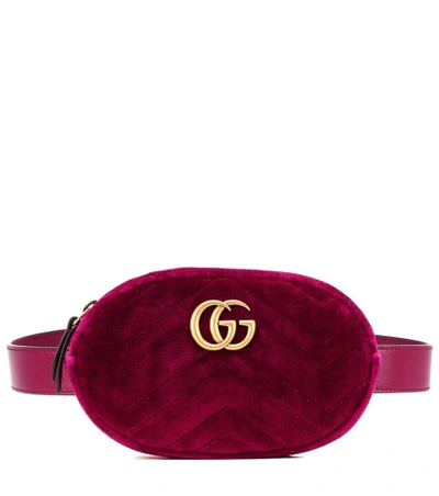 Shop Gucci Gg Marmont Velvet Belt Bag In Purple
