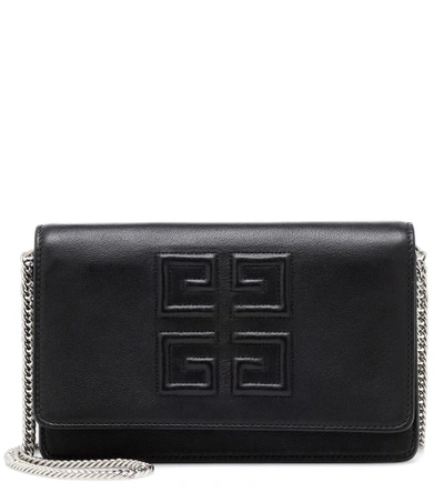 Shop Givenchy Logo Leather Shoulder Bag In Black