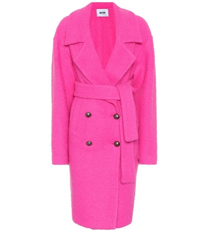 Shop Msgm Wool-blend Coat In Pink