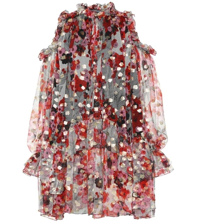 Shop Alexander Mcqueen Fil Coupé Silk-blend Dress In Multicoloured