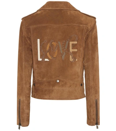 Shop Saint Laurent Suede Jacket In Brown