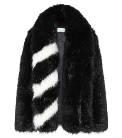 Shop Off-white Faux Fur Coat In Black