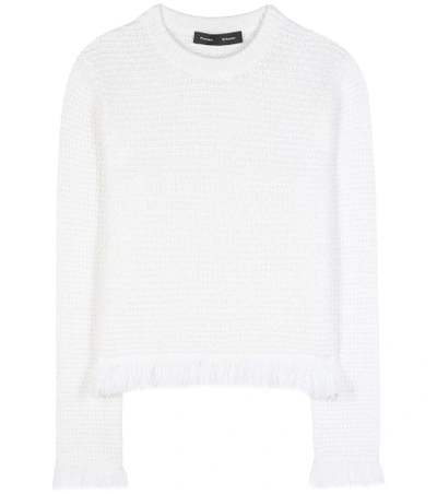 Shop Proenza Schouler Frayed Wool And Cotton-blend Sweater In White