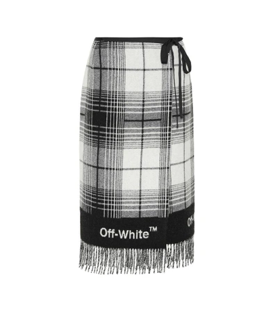 Shop Off-white Wool-blend Wrap Skirt In Multicoloured