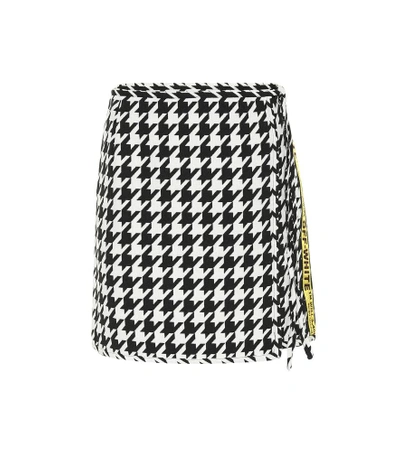 Shop Off-white Houndstooth Wool-blend Miniskirt In Multicoloured