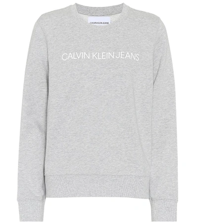 Shop Calvin Klein Jeans Est.1978 Logo Cotton Jersey Sweater In Grey