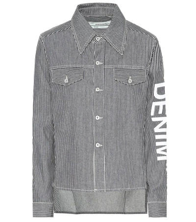 Shop Off-white Striped Denim Shirt In Blue