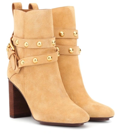 Shop See By Chloé Janis Suede Ankle Boots In Beige