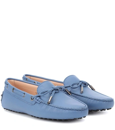 Shop Tod's Gommino Leather Loafers In Blue