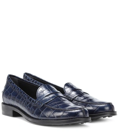 Shop Tod's Gommino Leather Loafers In Blue