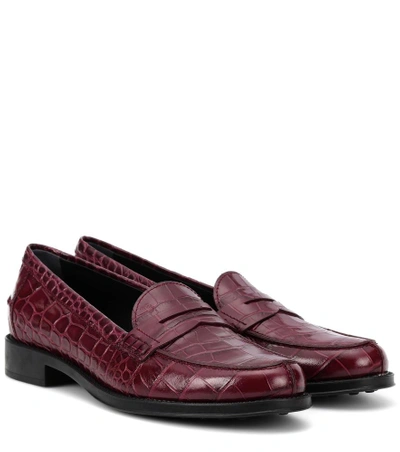 Shop Tod's Gommino Leather Loafers In Red