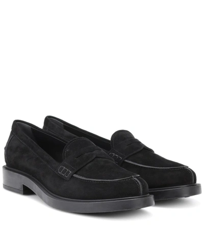Shop Tod's Gommino Suede Loafers In Black