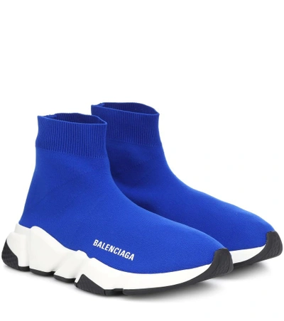 Balenciaga Blue And White Speed Sock Sneakers | ModeSens