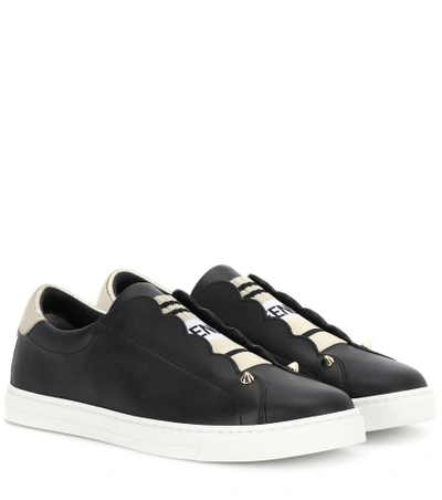 Shop Fendi Leather Slip-on Sneakers In Black