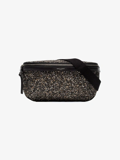 Shop Saint Laurent Black Glitter Belt Bag