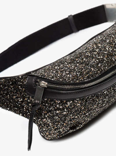 Shop Saint Laurent Black Glitter Belt Bag