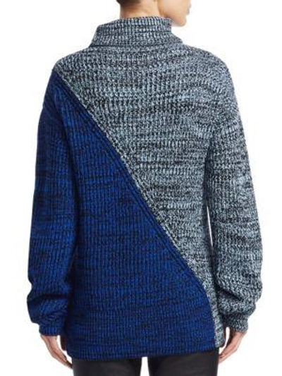 Shop Derek Lam 10 Crosby Bi-color Merino Wool Turtleneck Sweater In Blue Multi