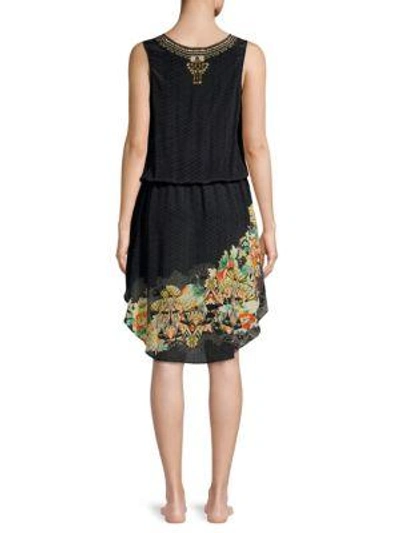 Shop Camilla Silk Floral Printed High-low Coverup In Night Child