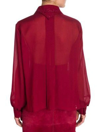 Shop Fendi Embroidered Voile Blouse In Bright Red