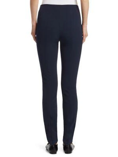 Shop The Row Losso Wool-blend Skinny Trousers In Midnight Blue
