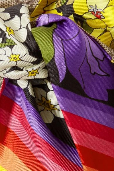 Shop Gucci Printed Silk-twill Scarf In Purple