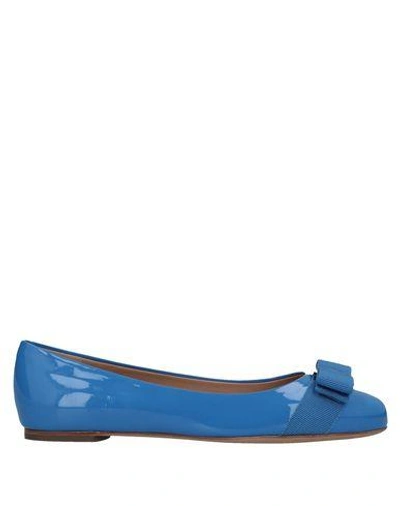 Shop Ferragamo Ballet Flats In Azure