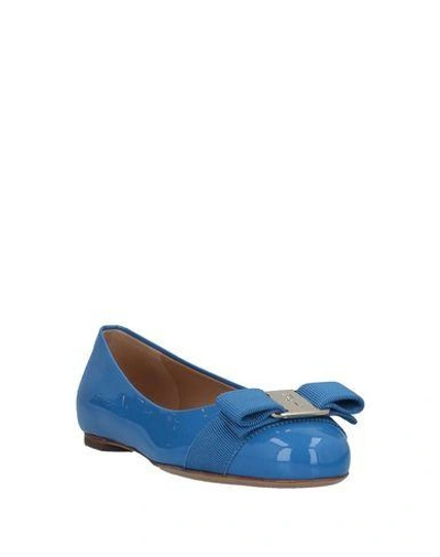 Shop Ferragamo Ballet Flats In Azure