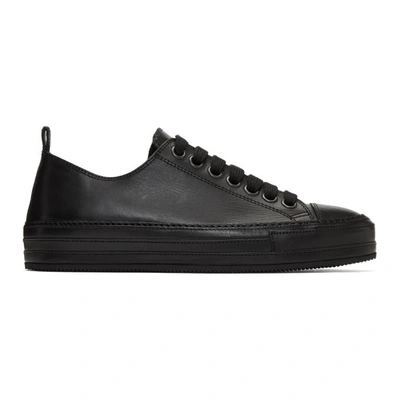 Shop Ann Demeulemeester Black Leather Sneakers In 099 Black