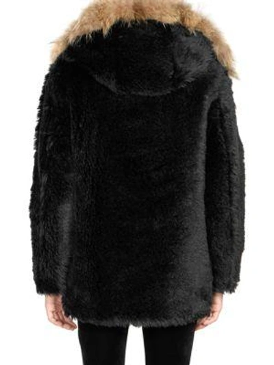 Shop Saint Laurent Fur Trimmed Jacket In Black