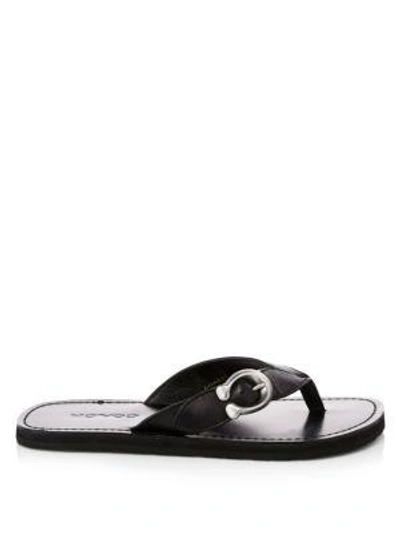 Shop Coach Buckle Leather Sandals In Black